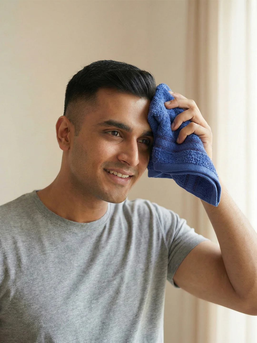 You & Me Premium Soft Terry Cotton Couple Bath, Face & Hand Towels Sail Navy (Pack Of 6) - Image 6
