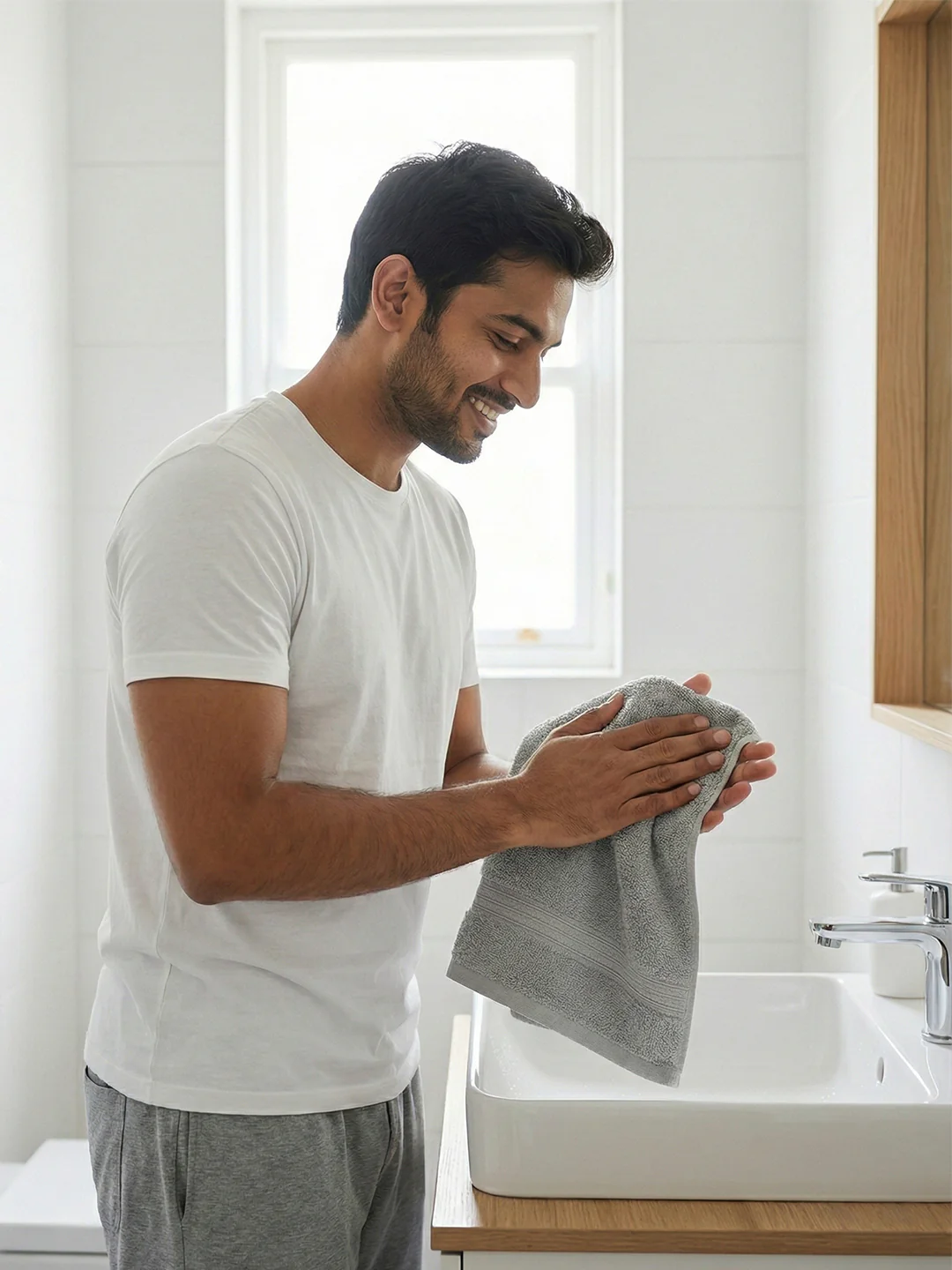 You & Me Premium Soft Terry Cotton Couple Bath, Face & Hand Towels Silver (Pack Of 6) - Image 4