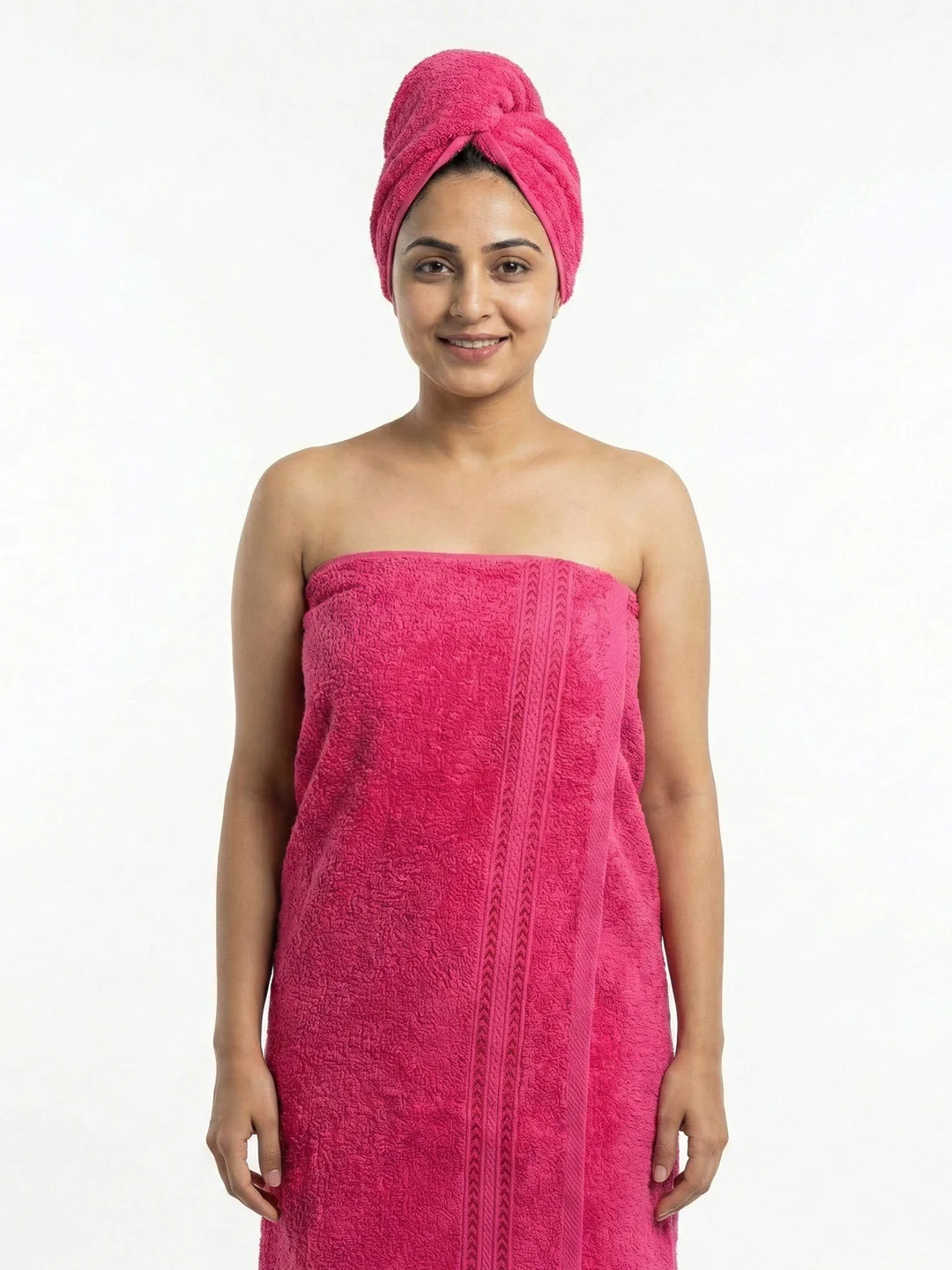 You & Me Premium Soft Terry Cotton Couple Bath, Face & Hand Towels Virtual Pink (Pack Of 6) - Image 7
